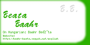 beata baahr business card